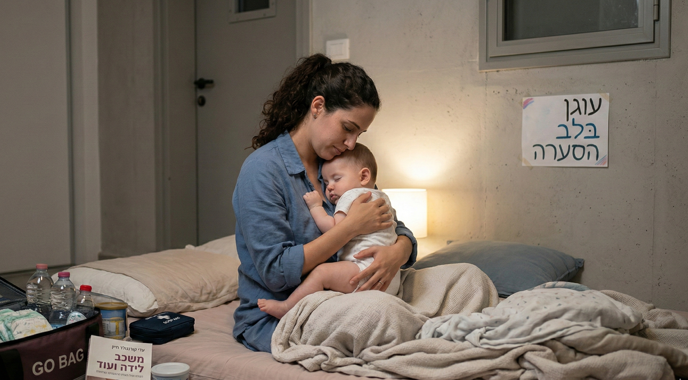 אמא מודאגת מחבקת תינוק
